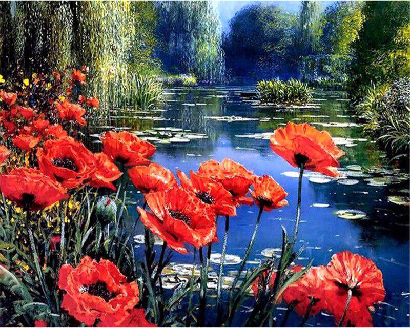 5D DIY Diamond Painting Full Square Pandas Lions Animal Diamond Embroidery Sunset Water Landscapen Rhinestones Mosaic Home Decor