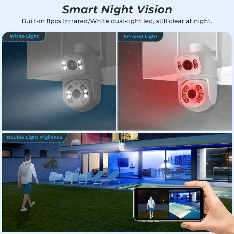 ICSEE 8MP 4K Dual Lens WIFI PTZ IP Security  Camera Real Time Dual Screen Ai Auto Tracking Body Detection Outdoor Waterproof CCTV Video Surveillance
