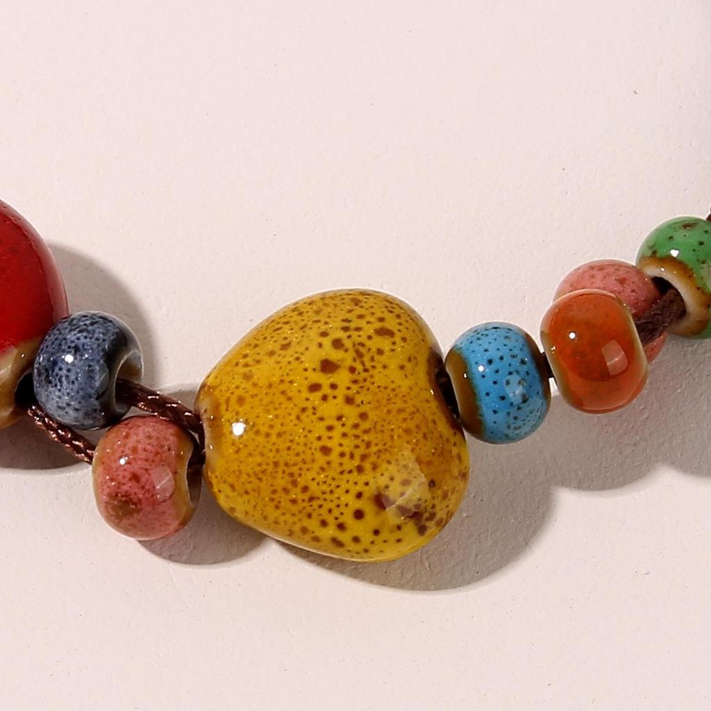 Style Heart-shaped Ceramic Handmade Bracelet Rainbow Irregular Woven Bracelet Fashion Beaded Adjustable Bracelet ADM