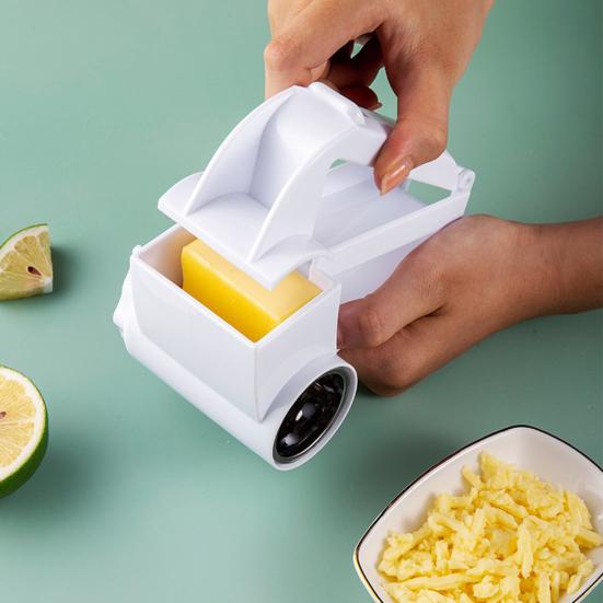 Cheese Grater with Rotary Handle 3 Stainless Steel Drums Multifunctional Chocolate Nuts Olive Grater Shredder Slicer