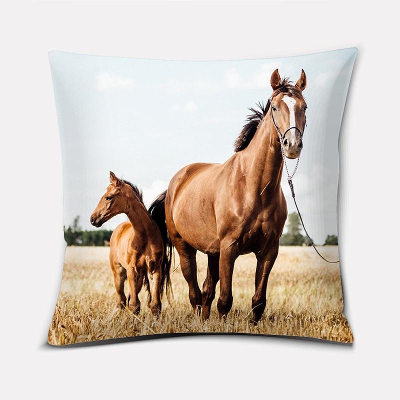 Fashion Classic Square Pillow Case, Galloping Horse, Magnificent Pattern. Living Room Sofa Cushion Cover, Pillow Cover