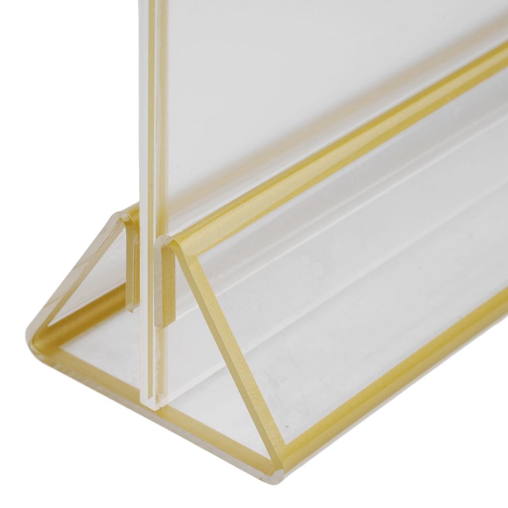T-shaped Display Stand With Gold Borders 10*15cm/13*18cm/15*21cm Acrylic Double-sided Sign Vertical/horizontal