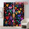Set Of 2 Flat Printing Curtains Without Rod Vibrant Blossoms Popular Fabric Curtain Sheer Polyester Machine Washable