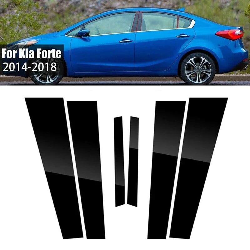 6 pièces/set Autocollants de Couvercle de Garniture de Fenêtre de Porte de Montants de Pilier de Voiture pour Kia Forte/K3/Cerato 2014 2015 2016 2017 2018 Style de Colonne BC