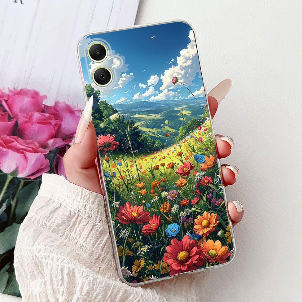 For Samsung A05 Case Clear Cute Cat Fashion Flowers Cool Painted Back Cover For Samsung Galaxy A05 Phone Case SM-A055F SM-A055M