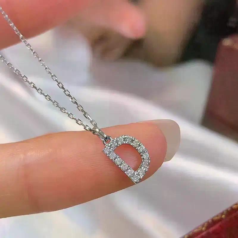 Fashion Shining A-Z Letter Pendant Charm Necklace 26 Initial Alphabet Clavicle Chain Party Jewelry Gift