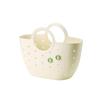 Plastic Shower Caddy With Portable Handles Drain Holes Flower Decor For Bathroom Dorm Gym Travel