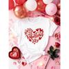 Europäische Größe Valentinstag Herz Buchstaben Print T-Shirt | Kurzarm Rundhals Lässiges Oberteil für Sommer & Frühling, Damenbekleidung