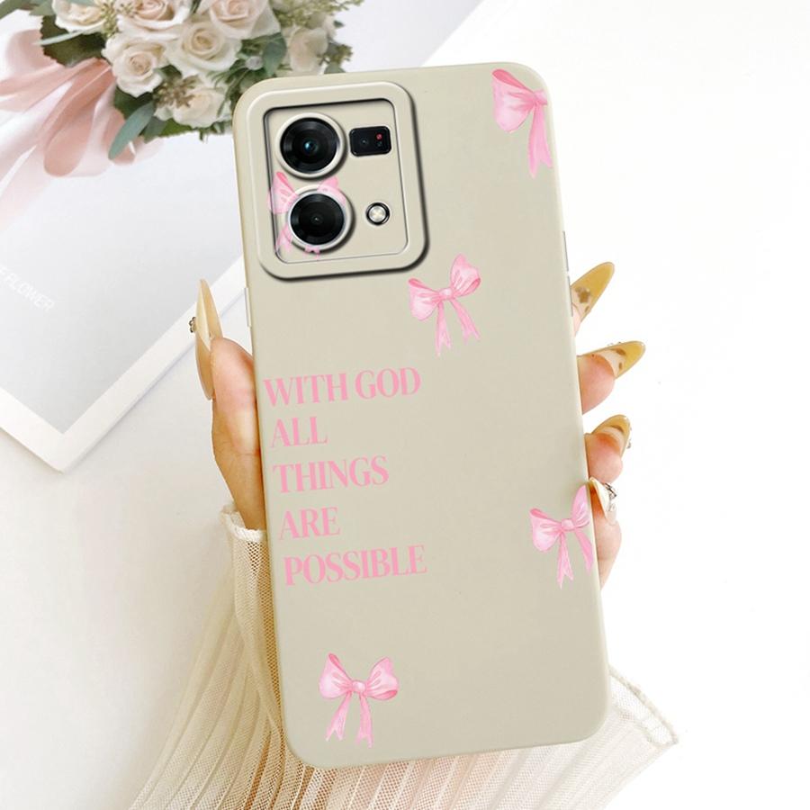 For OPPO Reno7 Reno8 4G Case Len Proective Back Cover Flower Bow Soft Silicone Funda for OPPO F21 Pro Reno 7 4G Shockproof Capa