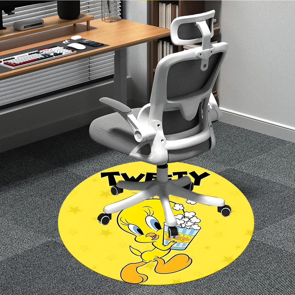 Looney Tunes Tweety Popcorn Office Round Area Rug, Under Office Chairs Bedroom Living Room Home Decor, A1022359