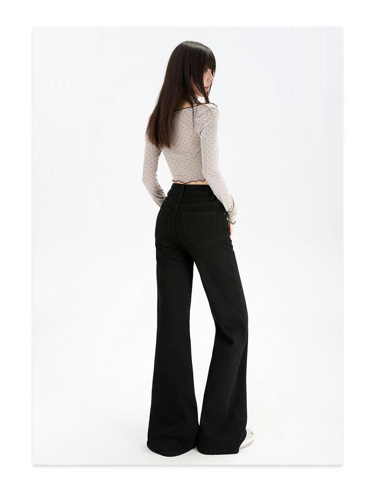 Women's High Waist Retro Flared Jeans - Slimming, Straight-Leg, Loose Fit, Casual Style for 2026
