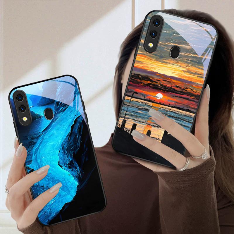 Meeressturm kleines Segelboot Für Samsung Galaxy A20 A20s 21s A22 A23 A24 A25 A26 A42 A90 A50 A55 52s A56 A70 A71 72 Glas Handyhülle