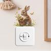 Adorable Cartoon Bunny with Flowers Light Switch Stickers Whimsical Wall Decals for Living Room and Hallway Decor
