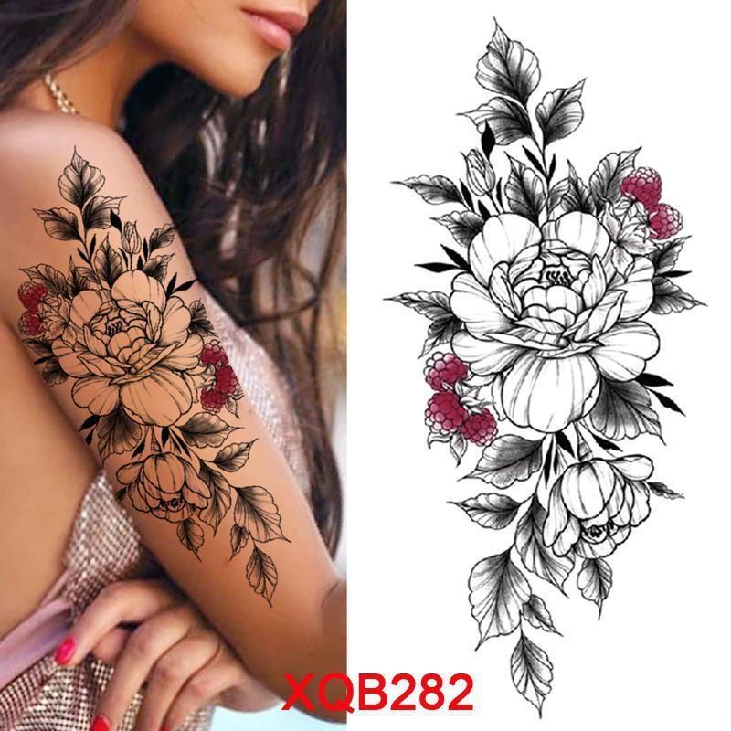 1pcs Tattoo Sticker Waterproof Temporary Tattoo Ladies Peony Daisy Deer Moon Flower Tattoo Black Skull Tattoo Body Art Leg Full Body Tattoo Sticker