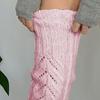 1 Pair Knitted Socks Solid Color Hollow Design Over The Knee Socks Breathable Comfortable High-Top Design Autumn Winter Socks