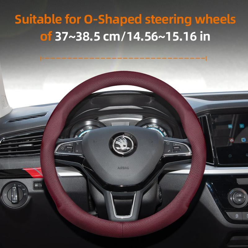 BPCN4 Suitable for Skoda Ultra-Thin Breathable Leather Steering Wheel Cover Suitable for Octavia 2 3 A7 1 Superb Roomster A5