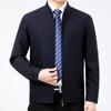 Veste printemps et automne pour hommes col montant couleur unie business décontracté d'âge moyen et personnes âgées cadres dirigeants veste de papa