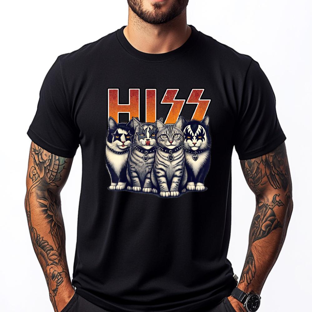 Hiss Funny Cats Kittens Rock Rockin Birthday Gifts Idea Clothing TShirt T Shirt for Men Valentines Day Gift TShirt