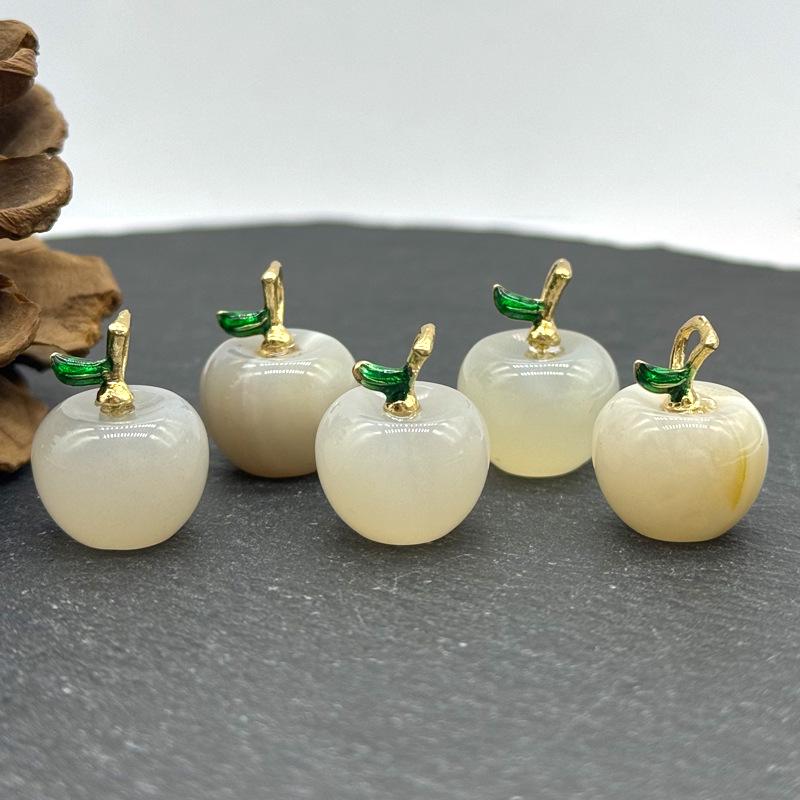 Apple Pendant Natural Stone Crystal Agate Amethyst Rose Quartz DIY Necklace Earrings Accessories