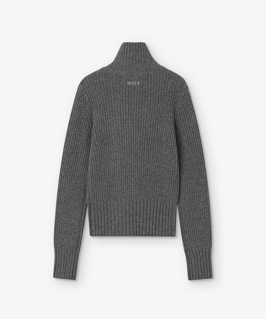 Weseuken Oblique Knit Zip Up (Charcoal)