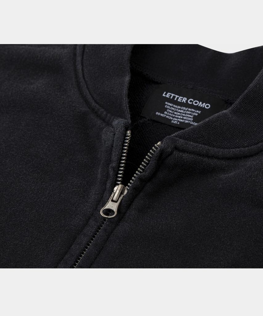 Lettercomo Heavy Cotton Garment Stadium Varsity Jacket Stone Black