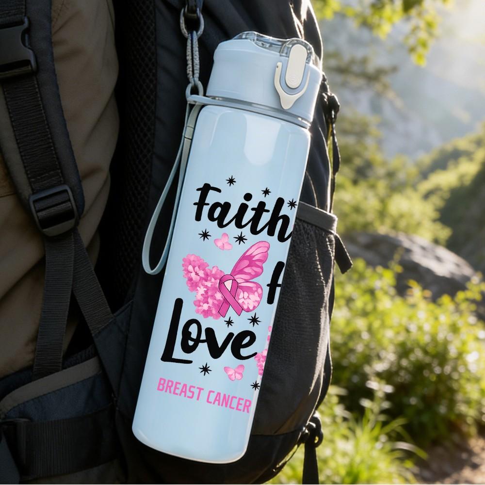 1PC Faith Hope Love Butterfly Print 750ml Color Plastic Sports Water Bottle Leakproof Flip Straw Lid Suitable for Sports Office Home Use