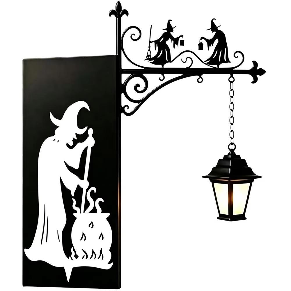 Warm LED Iron Witch Bookshelf Lamp Gothic Mini Shelf Lamp for Reading Nook