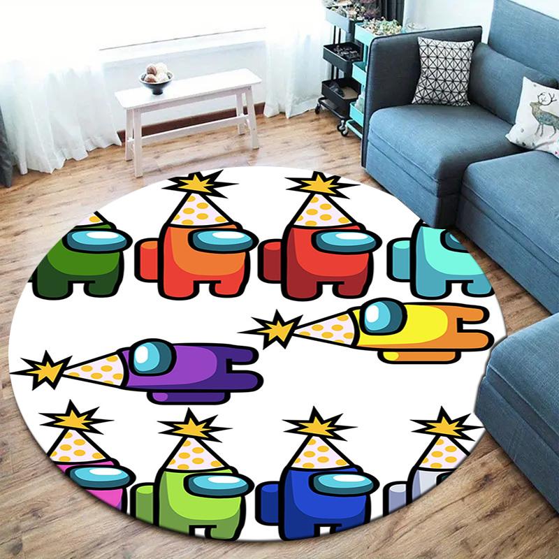 Tappeto Rotondo Among Us, Tappeto per Soggiorno Camera da Letto Divano Sala Giochi Decorazione, Tappetino Antiscivolo