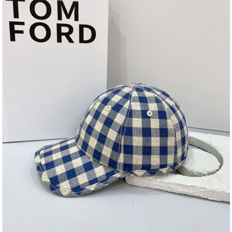 New baseball cap hemming plaid summer millinery hat sunshade sunscreen breathable large head circumference adjustable