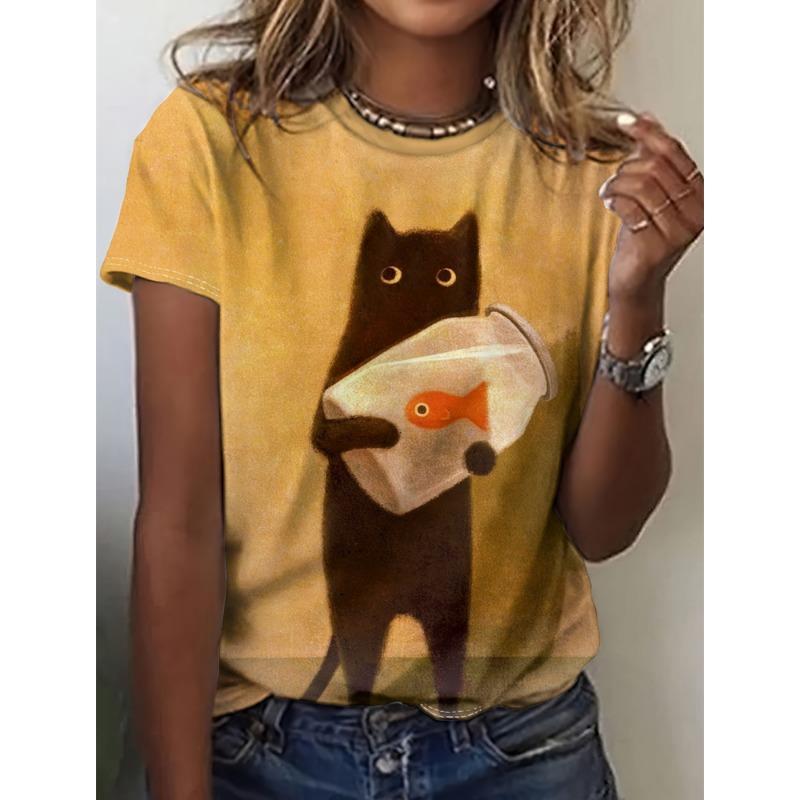 Funny Animal Women's T-Shirt 3d Print T-Shirt Cute Animal Harajuku Casual Girl Short Sleeved Top Oversized Clothing
