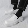 Luxury Retro Designer White Square Toe Thick-soled Height Increasing  Shoes For Men Formal Wedding Prom Dress Performance Loafer