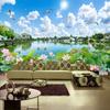 Landschaft Lotus Tapete Studie WohnzimmerSchlafzimmer Hintergrund Wand 3D Tapeten