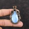 Pendentif en opale bleue Owyhee Bijoux enveloppés de fil de cuivre Pendentif en pierre précieuse naturelle Bijoux faits à la main Pendentif neuf Bijoux en cuivre Cadeau pour maman