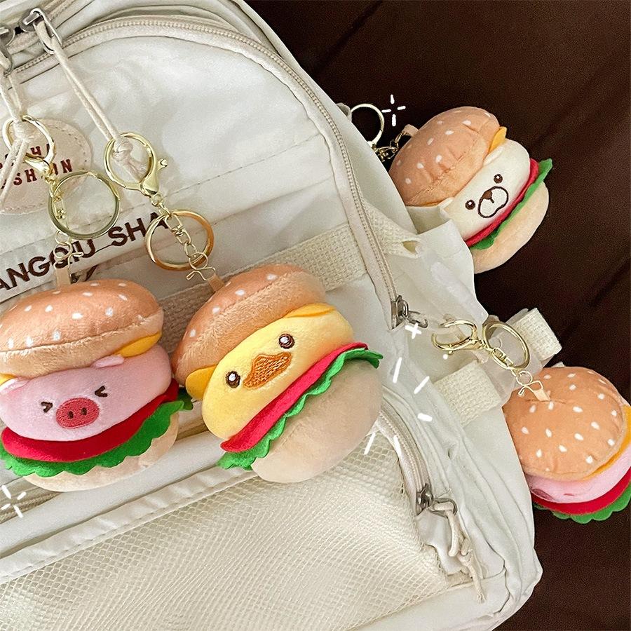 Cute Hamburger Sandwich Kapibala Plush Doll Pendant Creative Husky Little Yellow Duck Flour Pig Doll