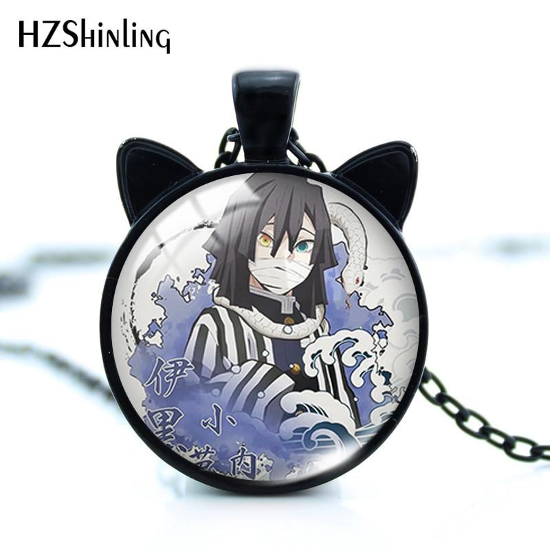 Stylish Anime Demon Slayer Nezuko Tanjiro Cat Ears Time Gem Pendant Necklace