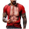 (SU)Herren Kurzarm Muscle 3D T-Shirt Bauchmuskel Casual Pullover Kurzarm Top