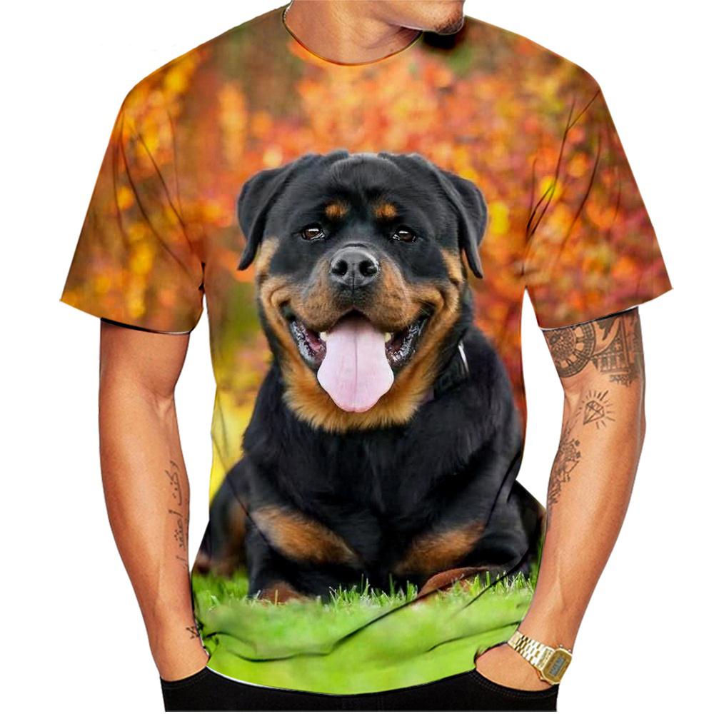 Mode d'été Hip Hop chien graphique t-shirts pour hommes personnalité décontracté 3D harajuku imprimé Animal col rond à manches courtes t-shirts haut