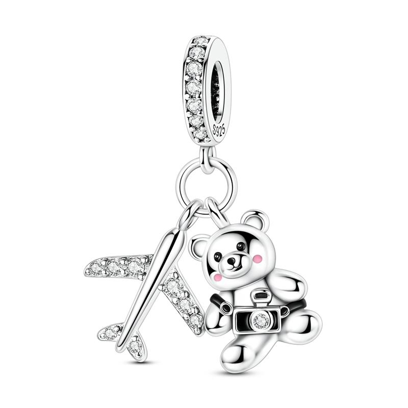 New Charms Beads Pendants Copper Panda Heart Shape Family Elephant Charm Fit Original Bracelet Woman Jewelry