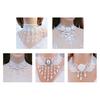 Women Party Necklace Hollow Out Lace Faux Pearl Decor Tassel Prom Cosplay Halloween Carnival Choker Wedding Performance Neck Jewelry