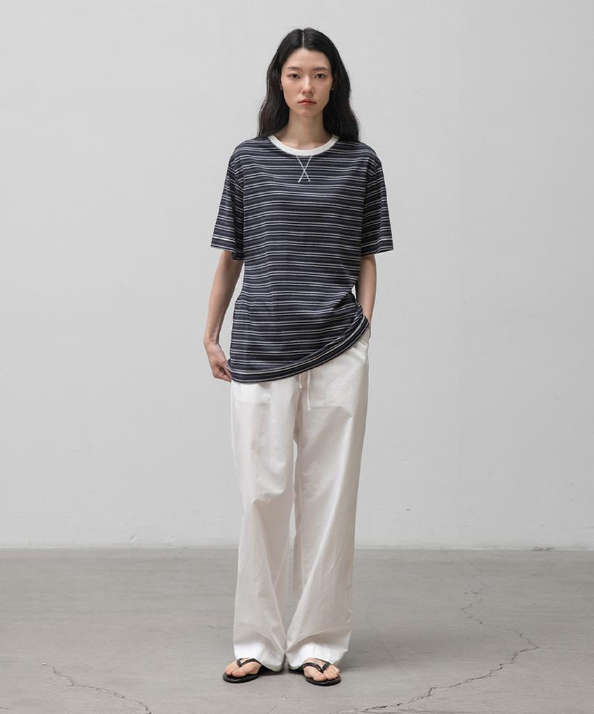ANOTHER OFFICE WOMEN W. Gusset Stripe Tee (Navy)