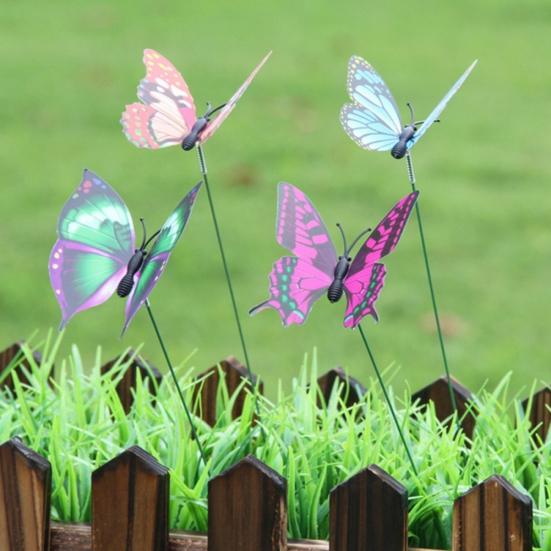 15Pcs Artificial Simulation Butterfly Stakes Garden Yard Plant Lawn Decoration