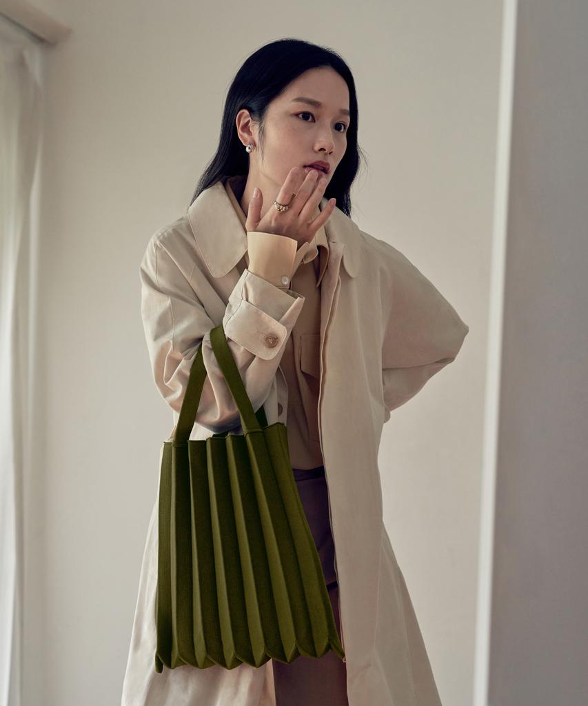Pleatsmama Tote Bag Jacquard Khaki