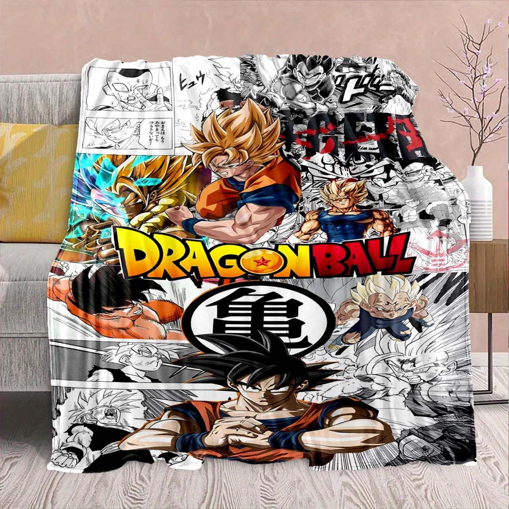 Dragon Ball Anime Flannel Blanket - Soft Warm Perfect for Sofa, Bedding Camping Travel Office Home Decor -QJY