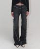 ORDINARY HOLIDAY Eyelet Raw-Edge Boots Cut Jeans [Black]