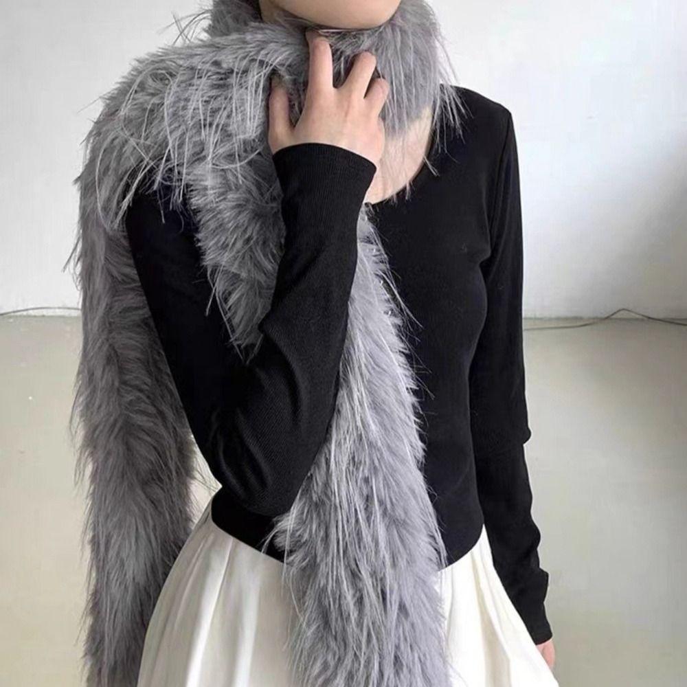 Warm Fluffy Shawl Wrap Harajuku Plush Shawl Elegant Imitation Fur Scarf  Male