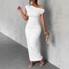 New Cute and Fashionable Water Ripple Off-the-shoulder Dress