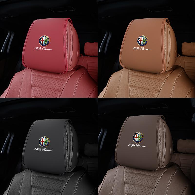 Leather Car Pillowcase Car Supplies Headrest Cover For Alfa Romeo 4C 159 Spider Giulia Giulietta 156 Anti Fouling Decoration Mat