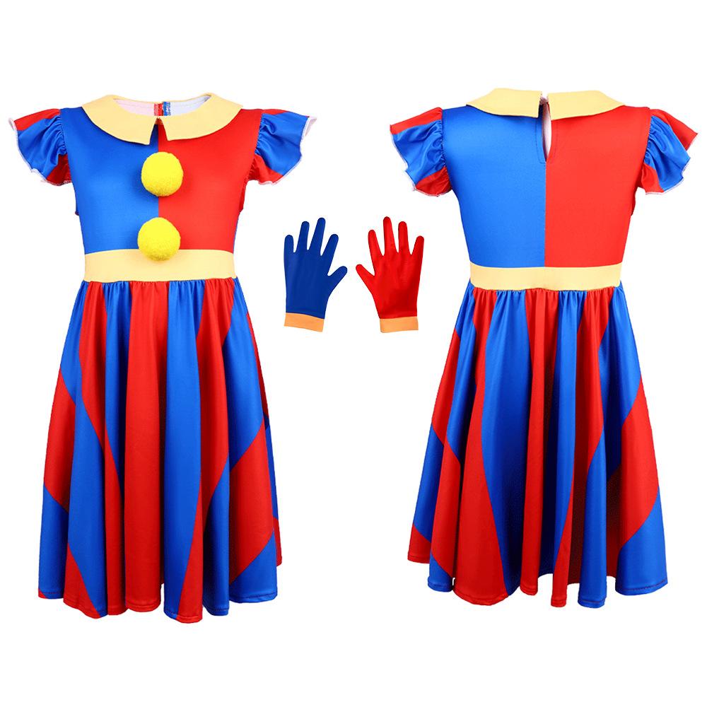 Amazing and Magical Digital Circus Adult and Kids Role-playing Costumes Cartoon Circus Poni Jumpsuit Children's Stage Costume