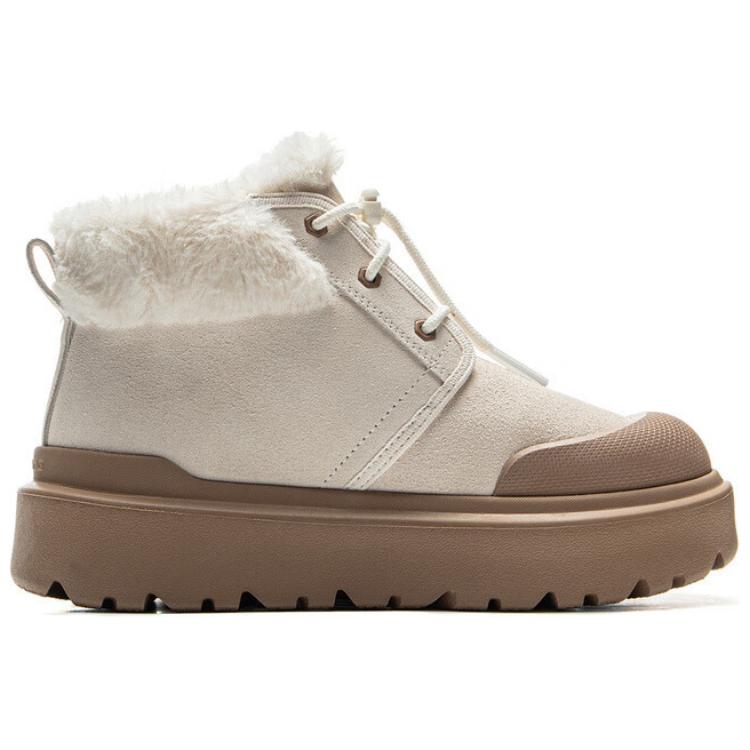 Li Ning Cocoa HI Fleece Lined Lining, Warm, Platform Height Increasing, Vintage Fashion, Comfortable Versatile AGCU450-1