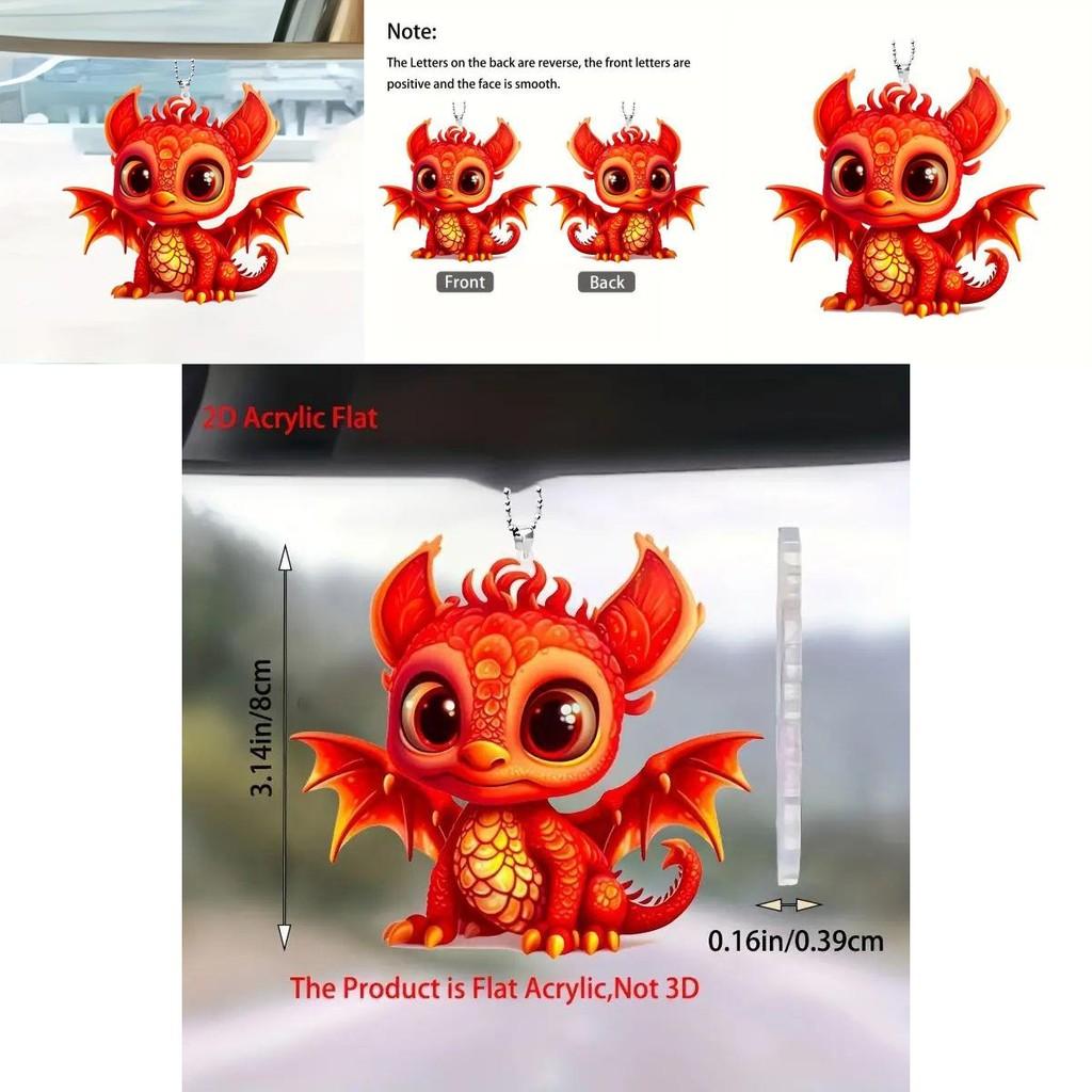 Neues Acryl Cartoon Roter Drache Auto Hängeornament Dekorative Zubehör für den Innenraum